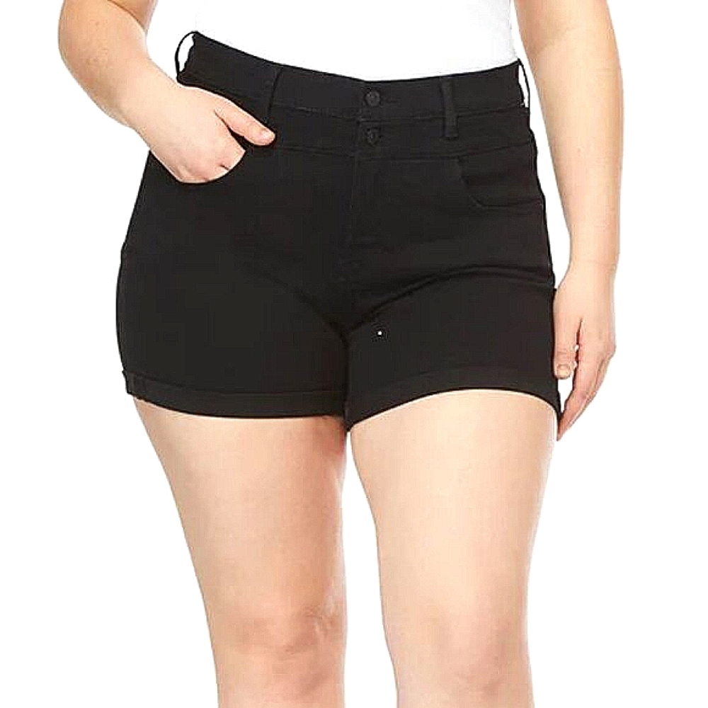 NWT!  Wallflower plus High-Rise Insta-Soft Sassy Shorts Black  Denim